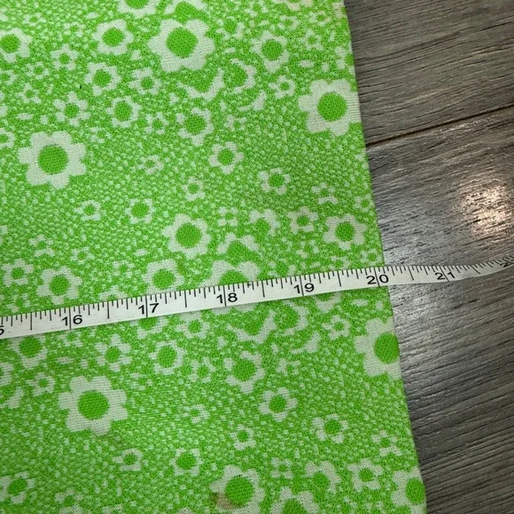 Vintage Handmade Girls 3T Green Floral Lace Shift Dress Short Sleeve Retro 70s - Picture 14 of 14